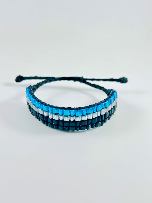 Blue, Silver and Black Bracelet