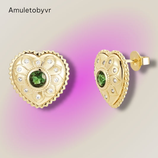 Emerald Heart Earrings