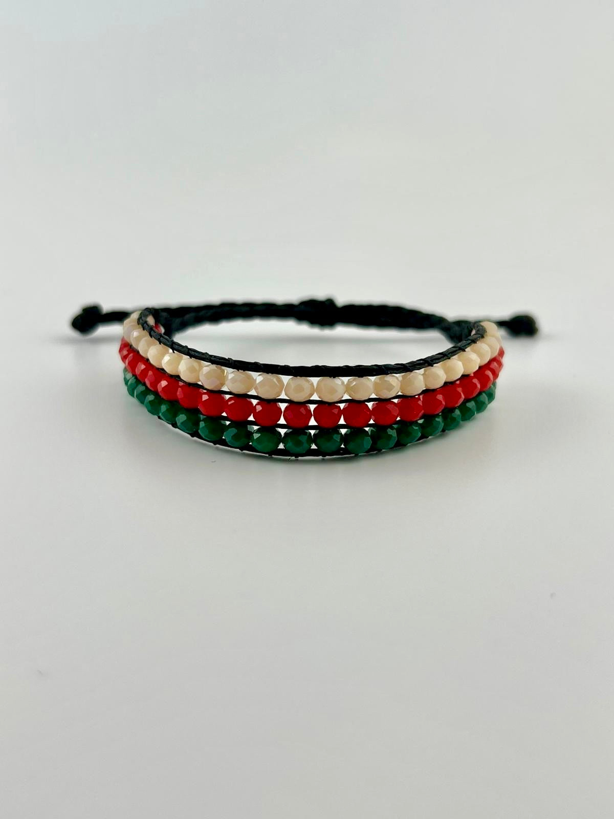 White, Red and Green Crystals Bracelet