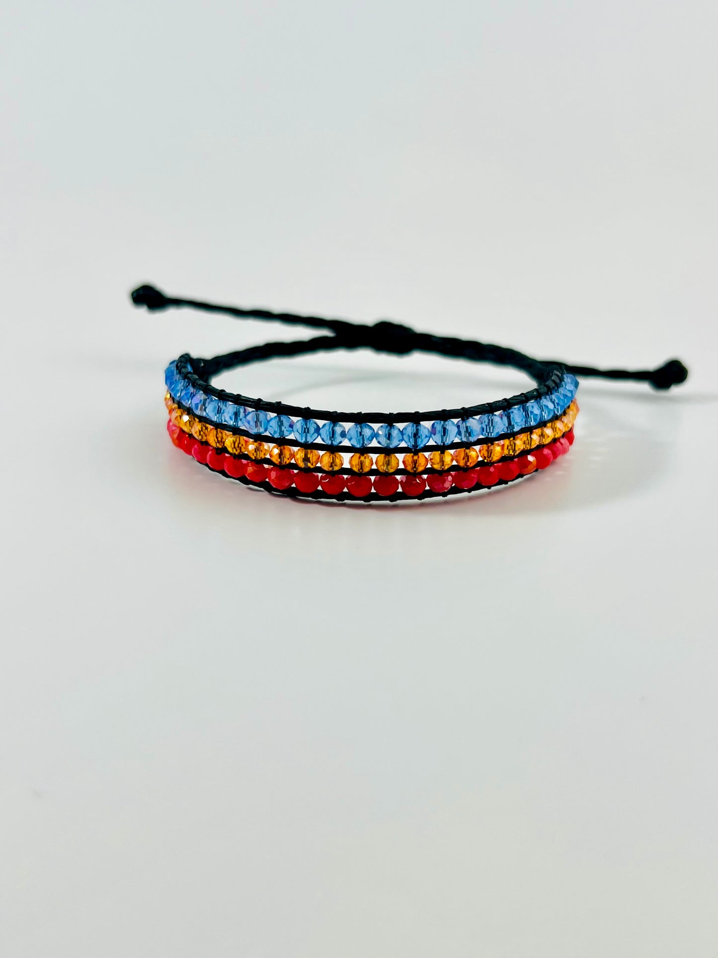 Blue, Orange and Red Crystals Bracelet