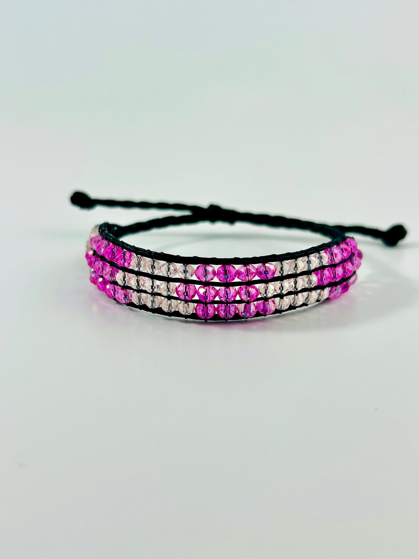 Pink and Clear Crystals Bracelet