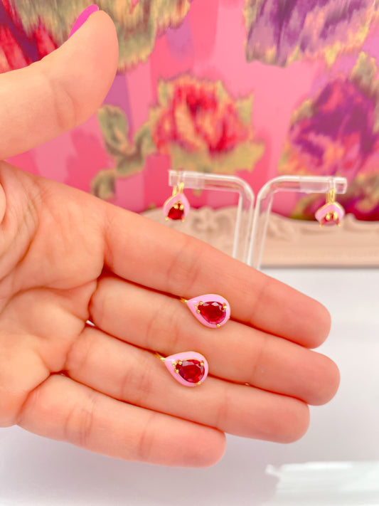 Pink drop Earrings